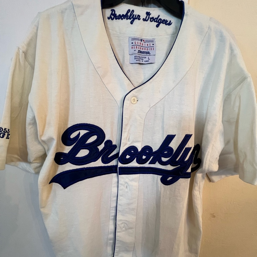 VTG 90s RARE 1955 World Series Brooklyn Dodgers Starter Jersey Cooperstown L.